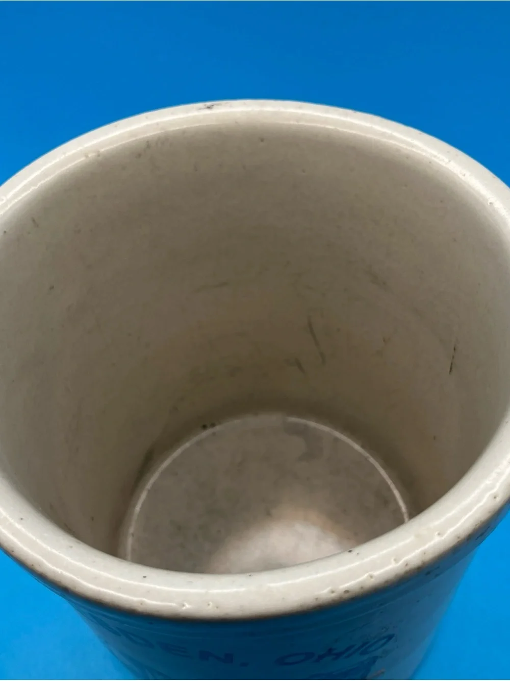 Dresden Ohio Stoneware Crock with Blue Basket Graphic